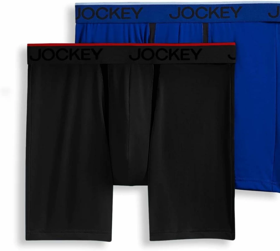 Jockey Men's Microfiber Boxer Briefs 6-Inch Anti-Chafe Underwear - 2 Pack Comfortable Big & Tall Design