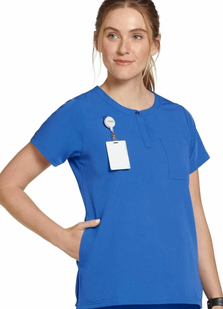 Jockey Women's Henley Scrub Top - Comfortable Medical Work Uniform for Healthcare Professionals