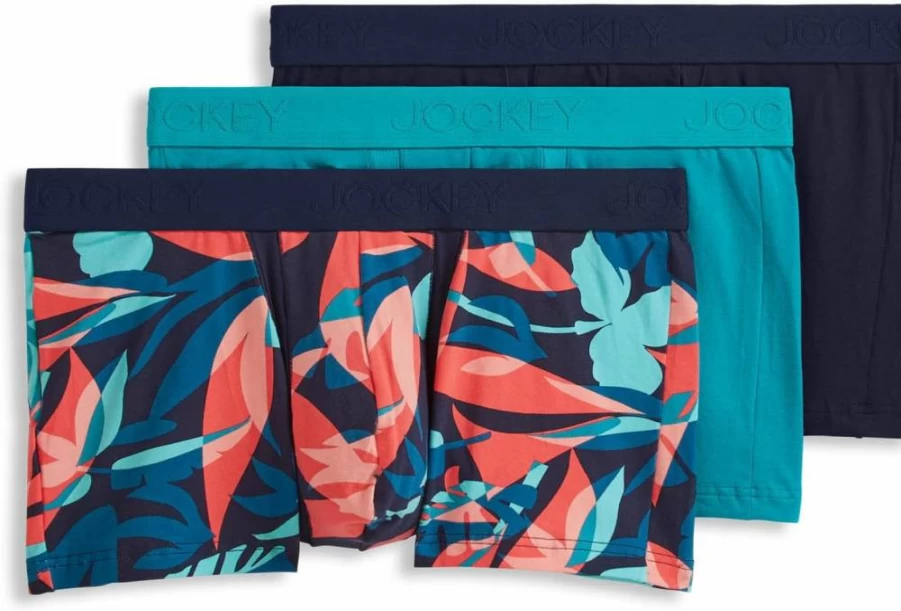 Jockey Men's Cotton Stretch 3-Inch Trunk Underwear - Anti-Chafe Pouch, 3-Pack