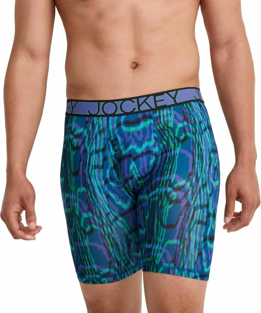 Jockey Men's Active Microfiber Boxer Briefs 9-Inch Long Leg - 3 Pack Comfort Underwear